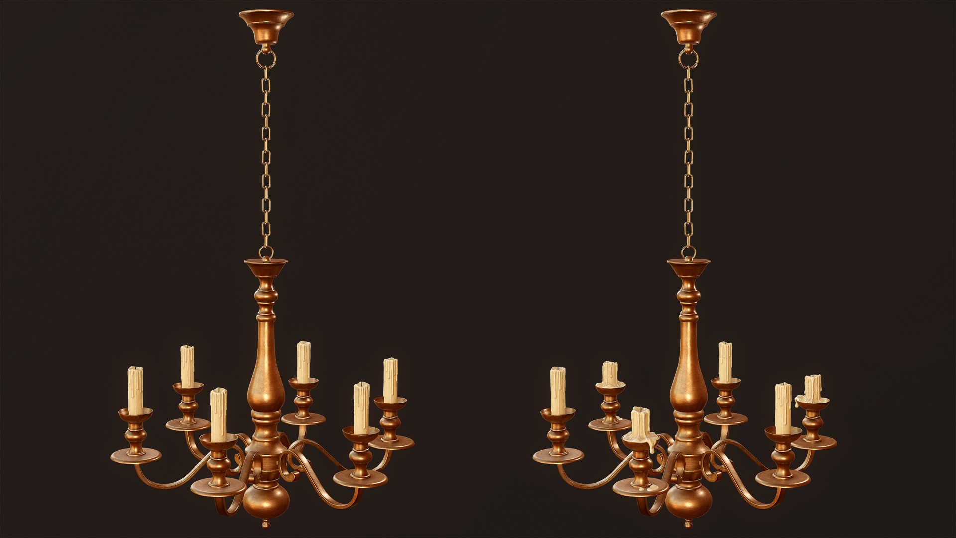 Candlesticks and Chandeliers - PBR Game Ready Low-poly 3D model_4