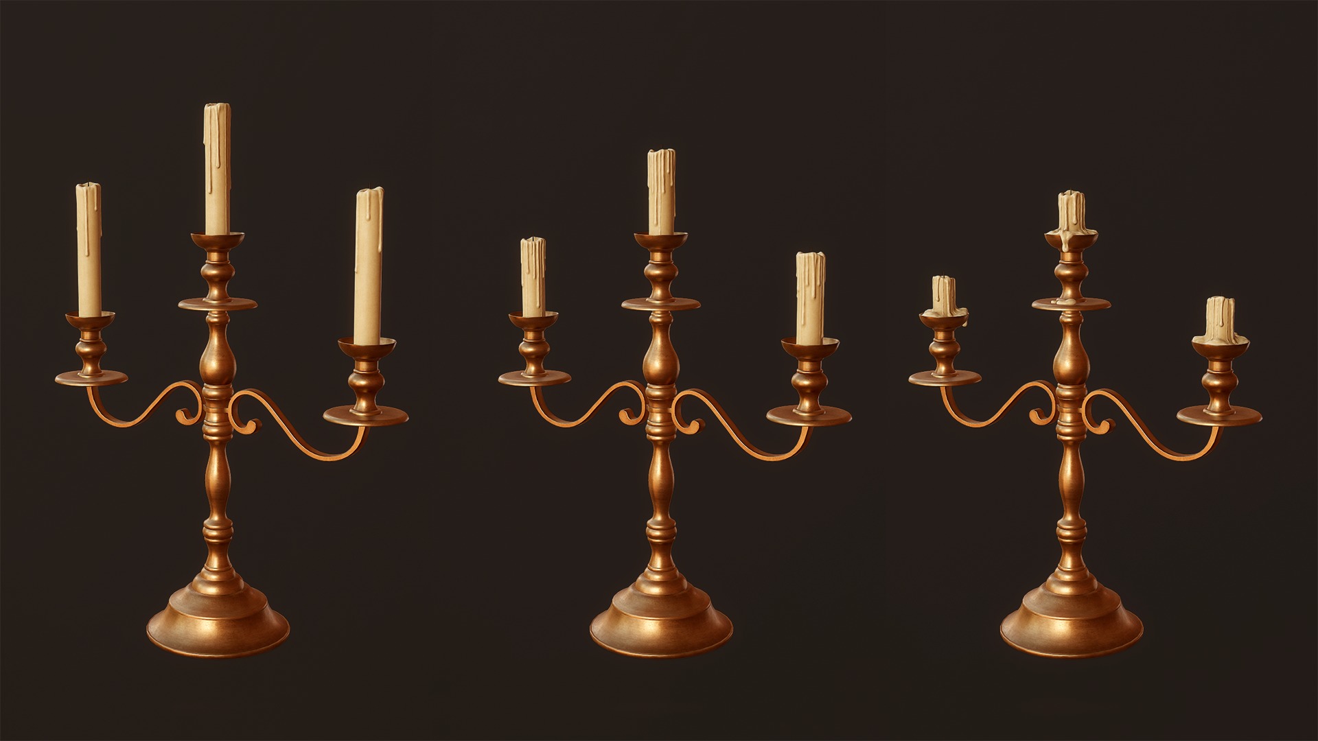 Candlesticks and Chandeliers - PBR Game Ready Low-poly 3D model_12