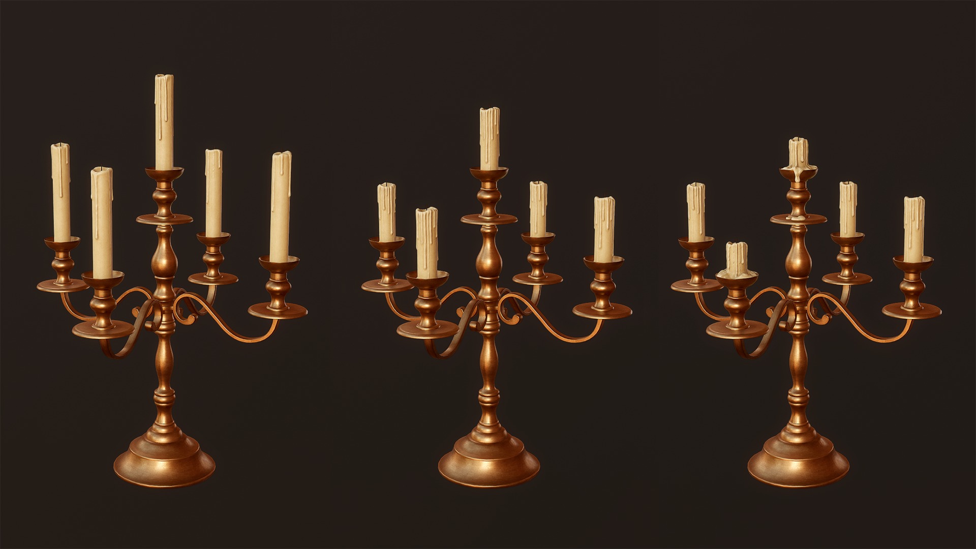 Candlesticks and Chandeliers - PBR Game Ready Low-poly 3D model_11