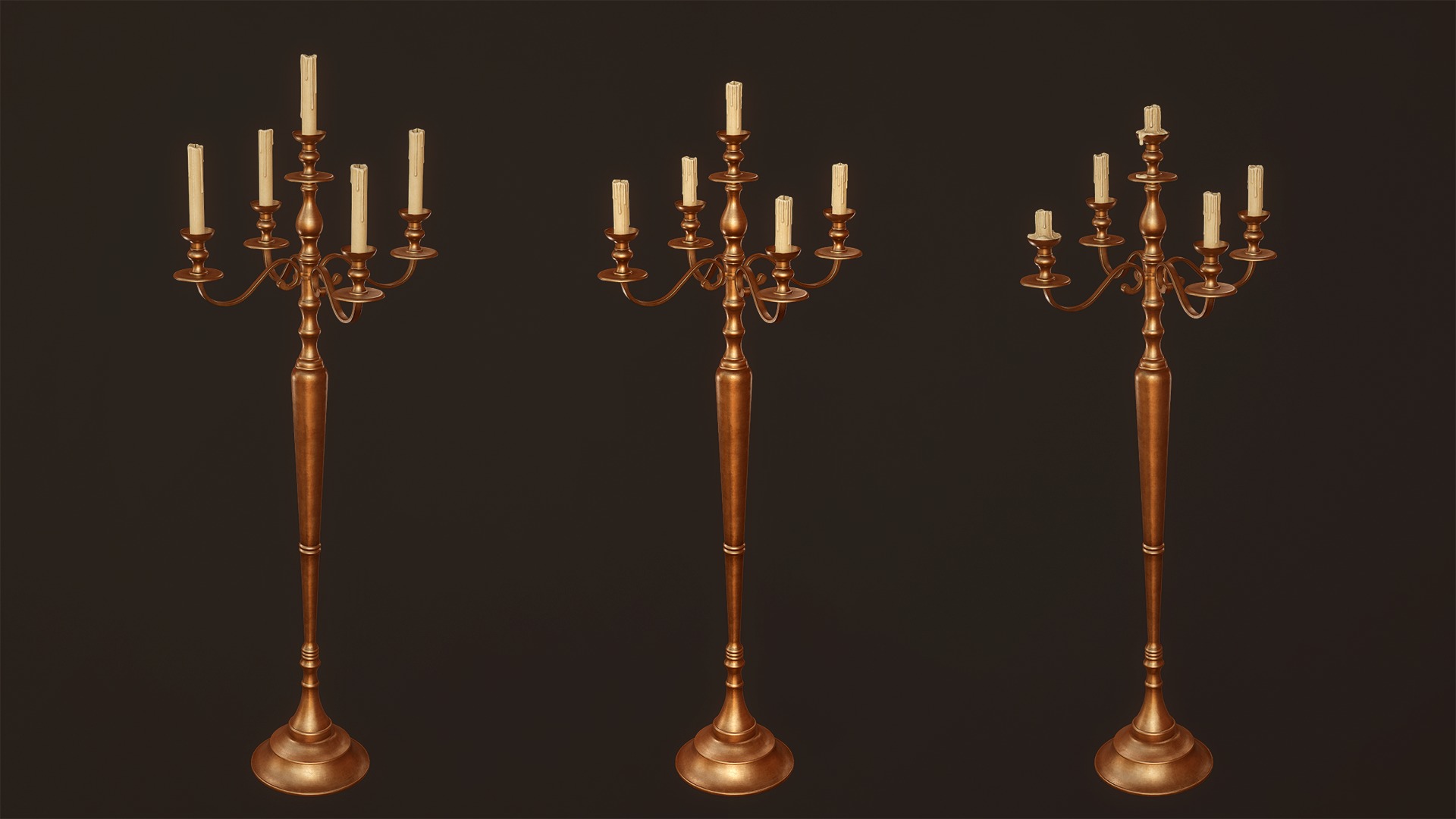 Candlesticks and Chandeliers - PBR Game Ready Low-poly 3D model_7