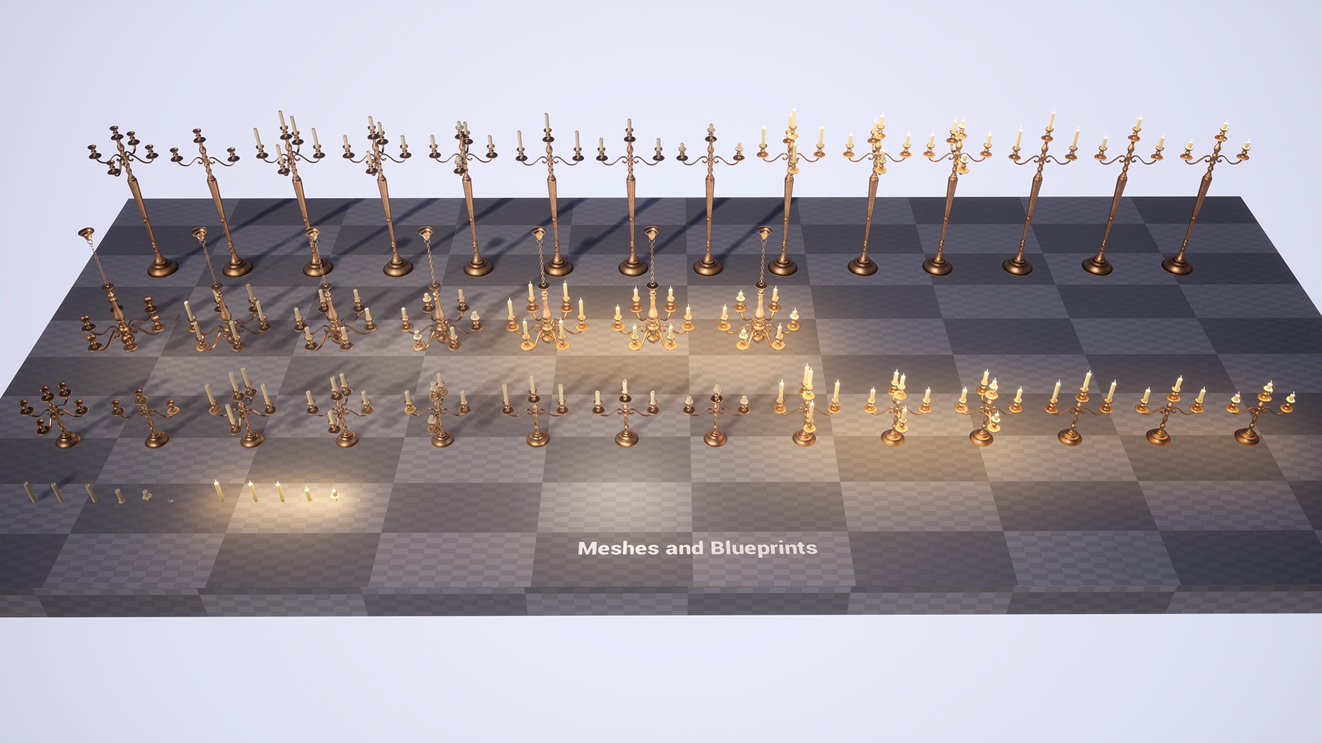 Candlesticks and Chandeliers - PBR Game Ready Low-poly 3D model_14