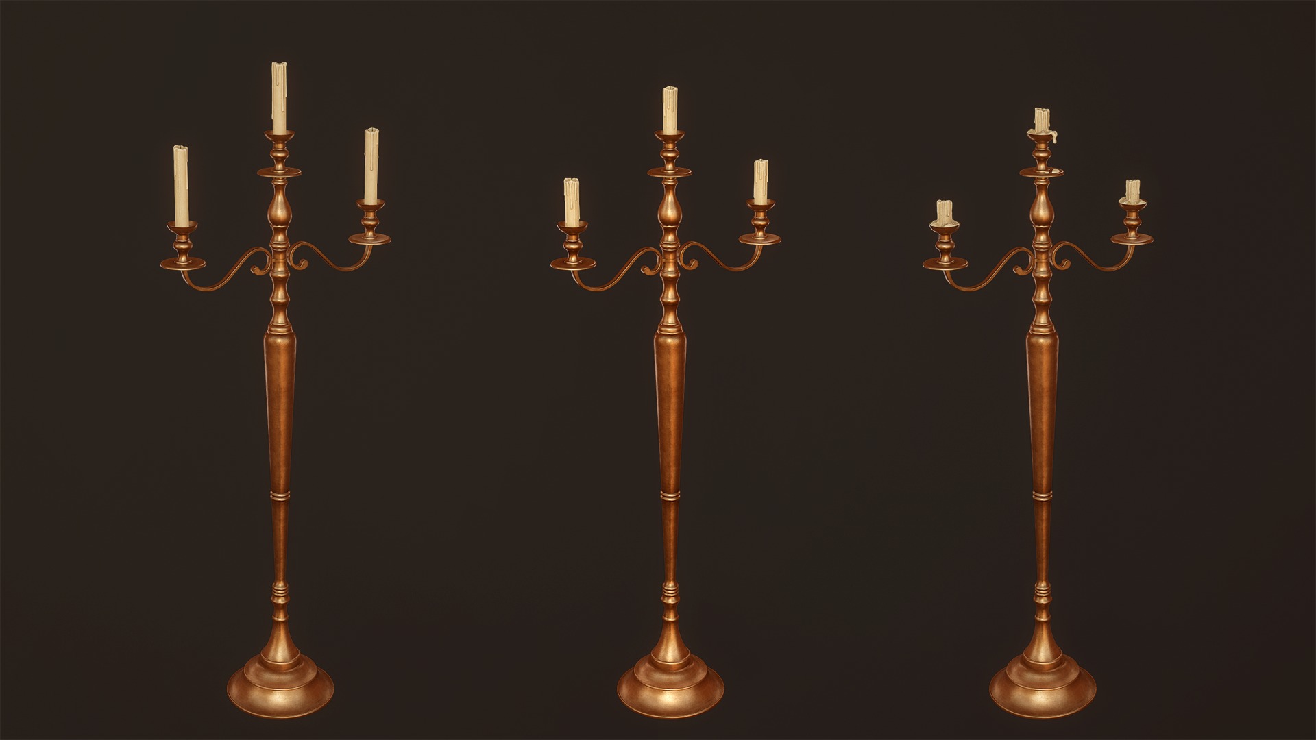 Candlesticks and Chandeliers - PBR Game Ready Low-poly 3D model_8