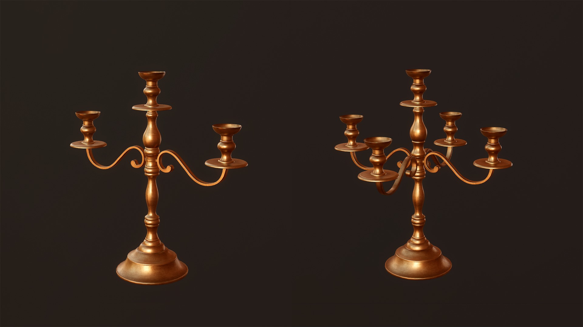 Candlesticks and Chandeliers - PBR Game Ready Low-poly 3D model_10