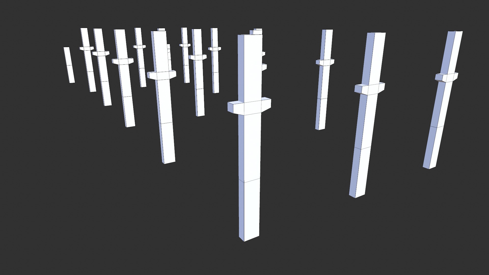 Concrete Pillars Set Low-poly 3D model_8
