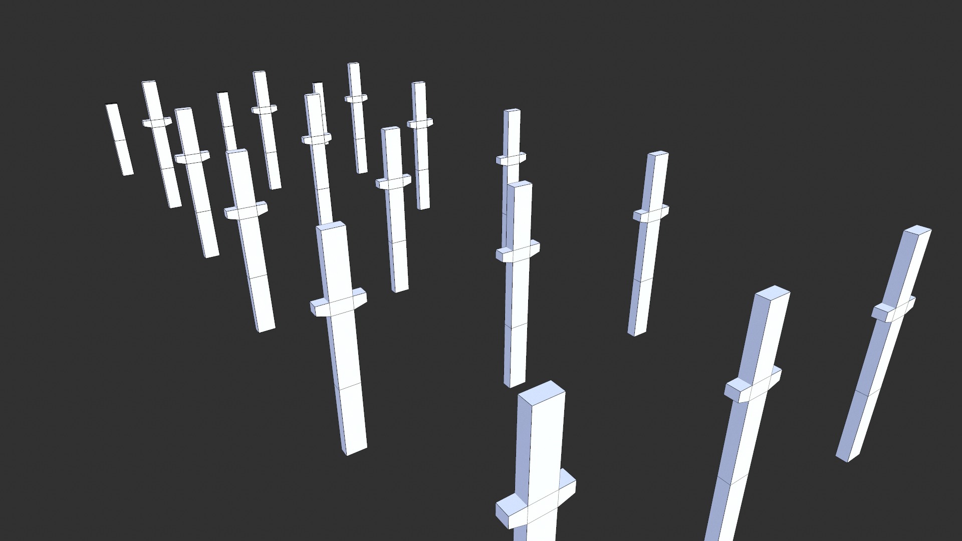 Concrete Pillars Set Low-poly 3D model_7