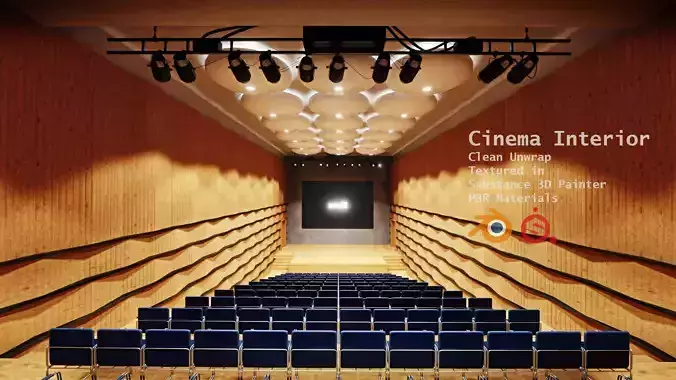 Movie Theater Interior  Low-poly 3D model
