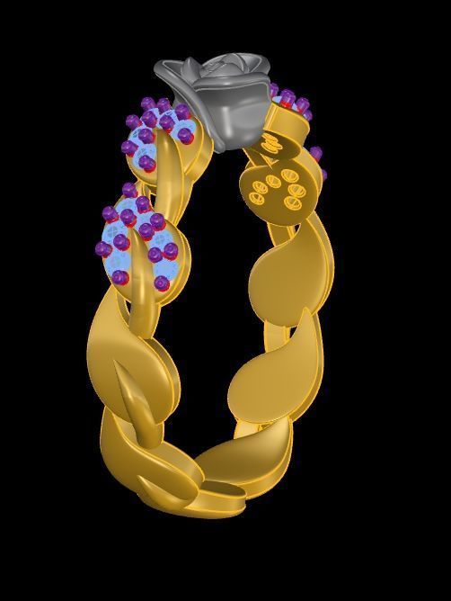 Diamond Rose Ring RG04 3D print model_4