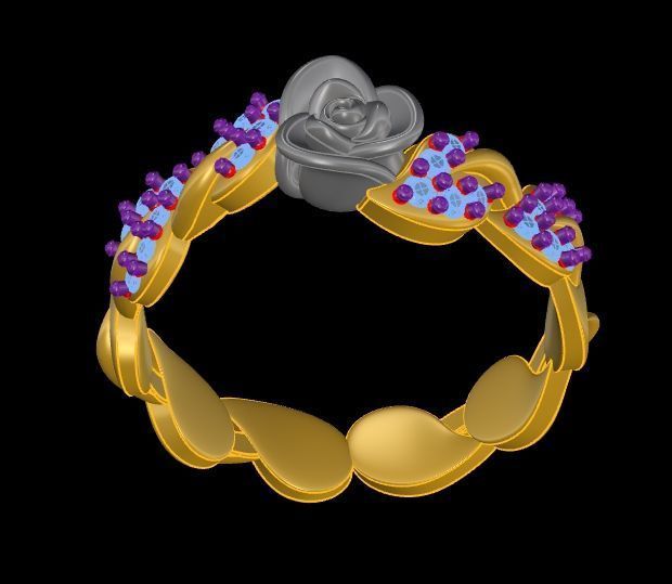 Diamond Rose Ring RG04 3D print model_7