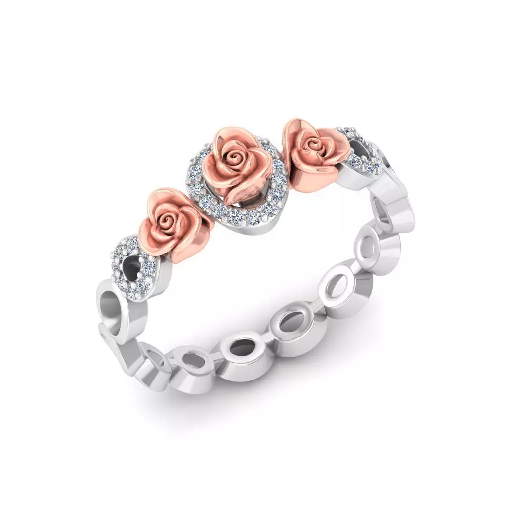 Diamond Rose Ring RG05 3D print model_0
