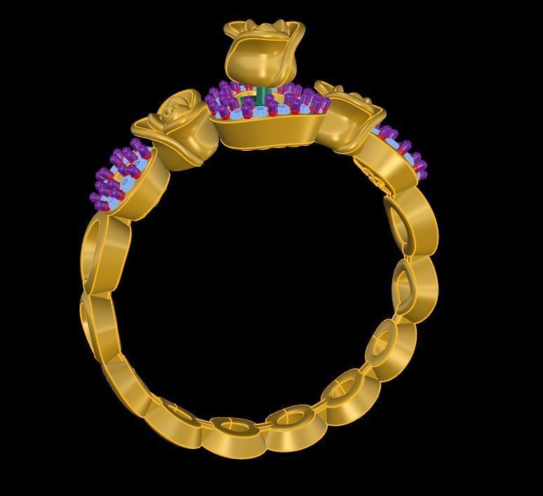 Diamond Rose Ring RG05 3D print model_8