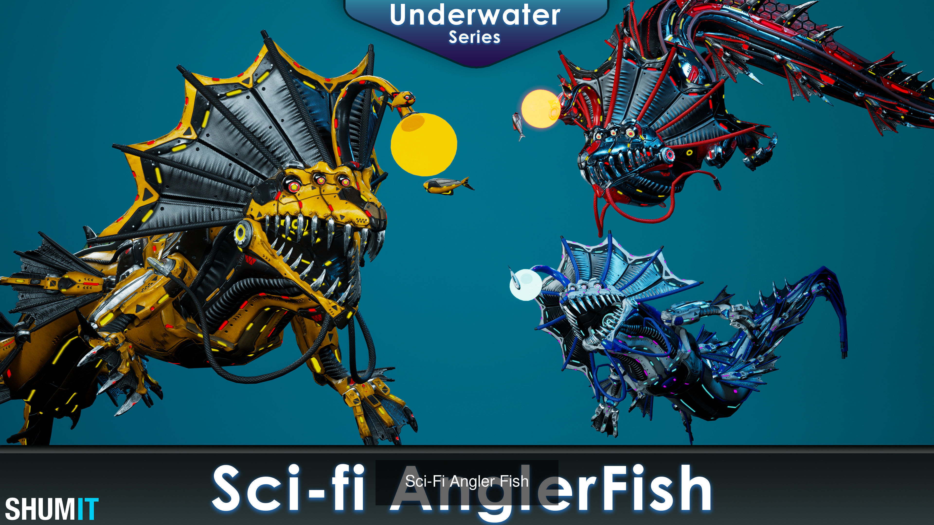 Sci-Fi Underwater monsters pack 3D Model Collection_14