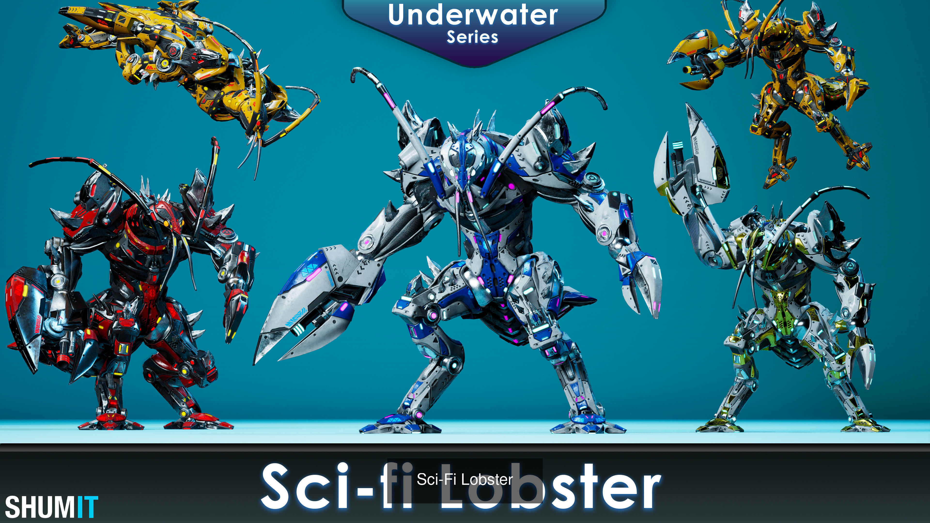 Sci-Fi Underwater monsters pack 3D Model Collection_10