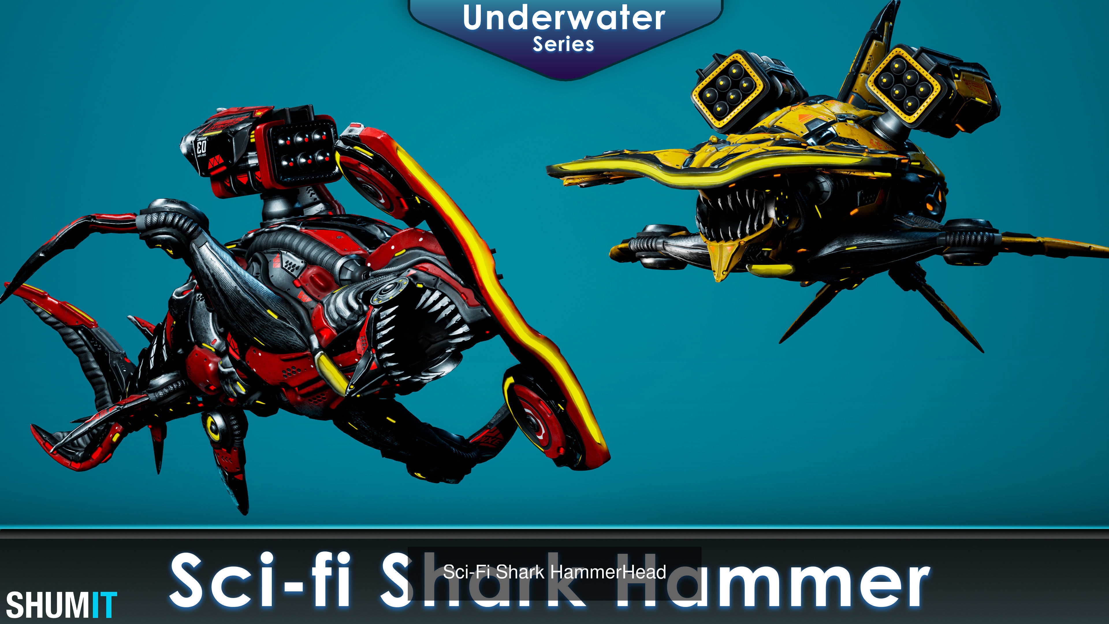 Sci-Fi Underwater monsters pack 3D Model Collection_9