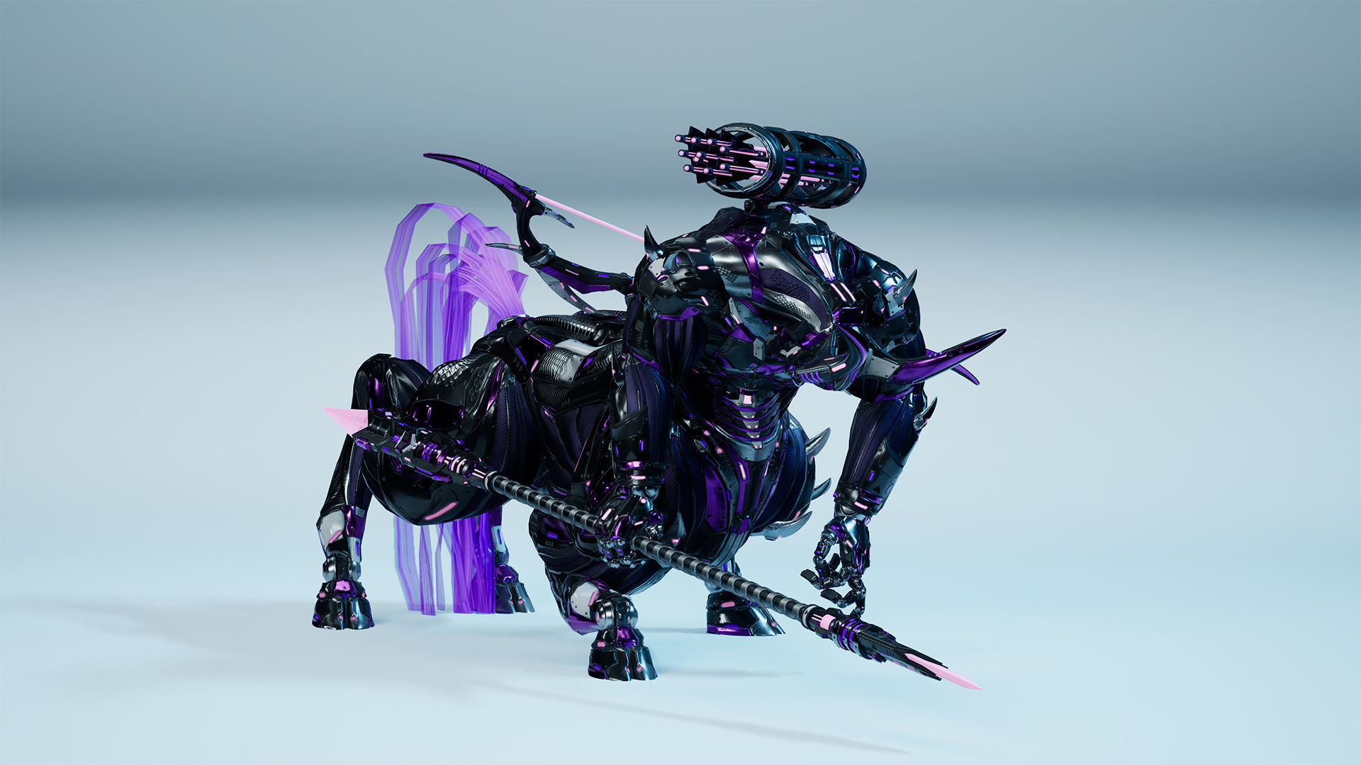 Sci-Fi Centaur Low-poly 3D model_12