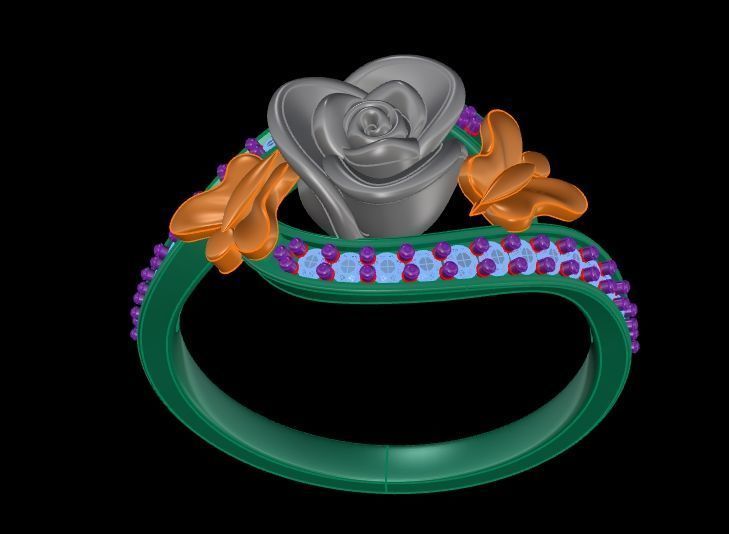 Diamond Rose Ring RG06 3D print model_9