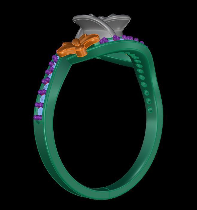 Diamond Rose Ring RG06 3D print model_5