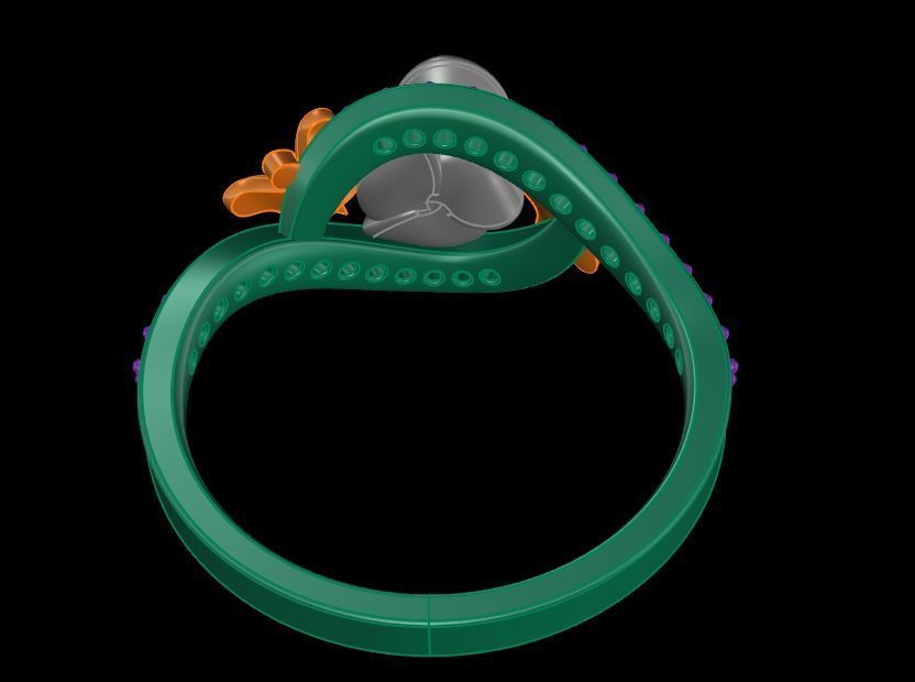 Diamond Rose Ring RG06 3D print model_7