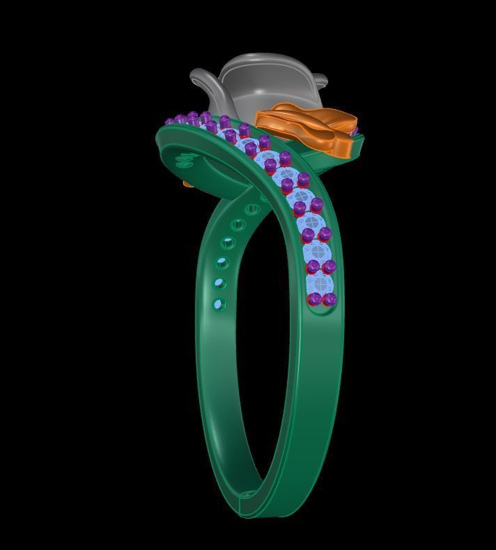 Diamond Rose Ring RG06 3D print model_6
