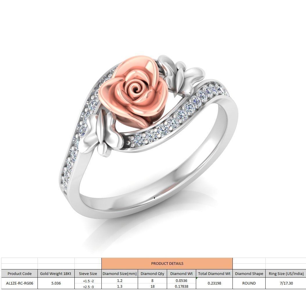 Diamond Rose Ring RG06 3D print model_4