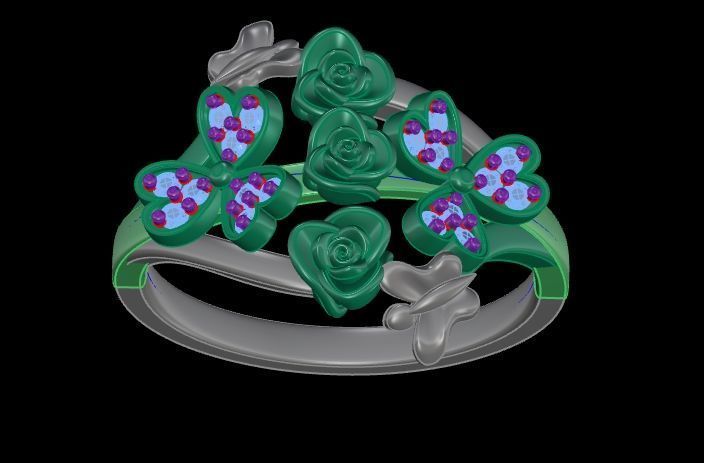 Diamond Rose Ring RG07 3D print model_8