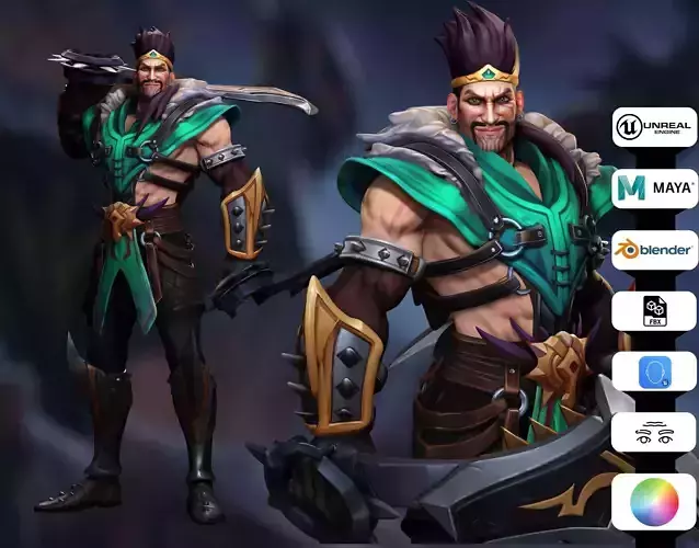 Draven - league of legends Low-poly 3D model