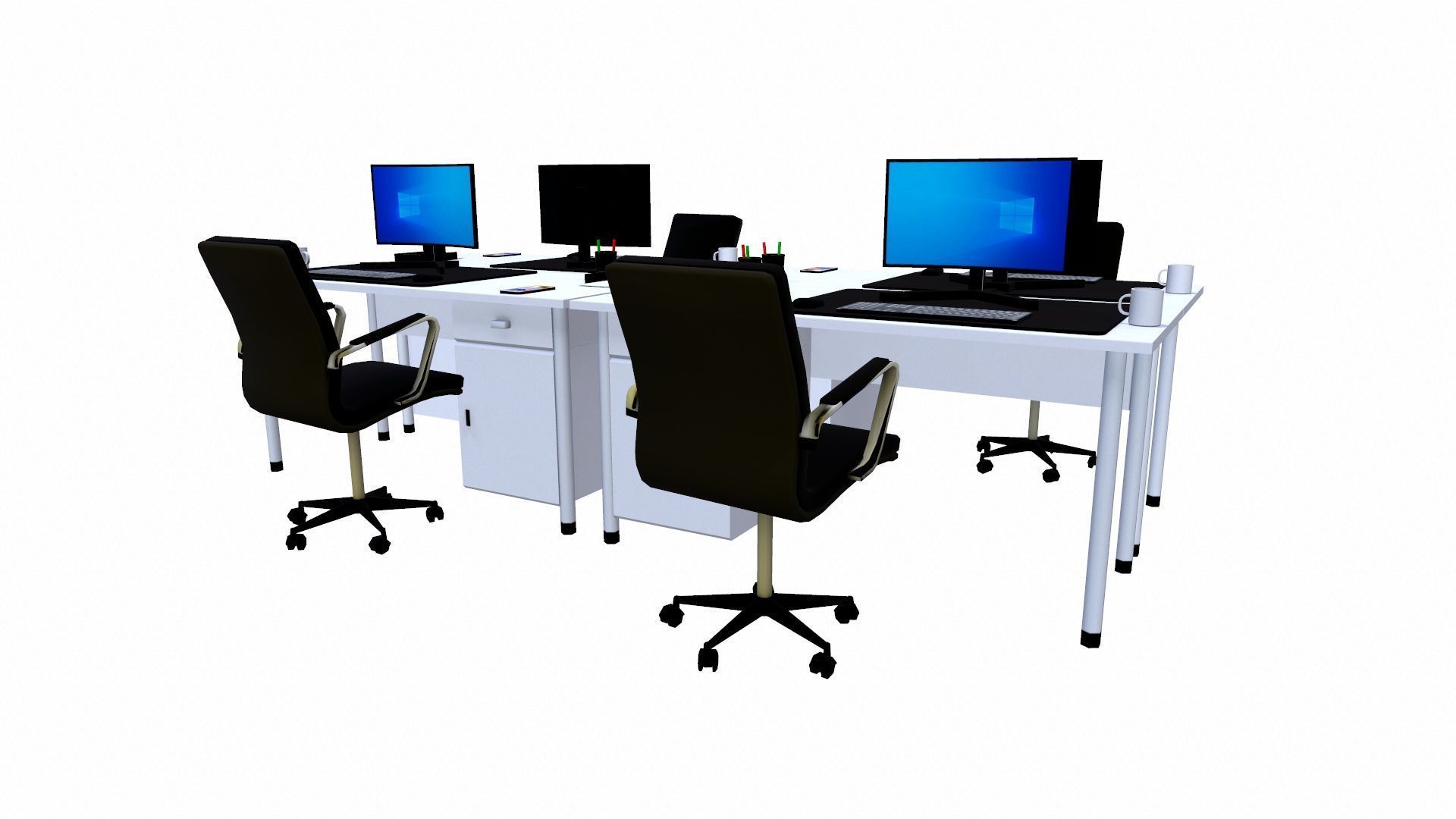Office workstation Table Low-poly 3D model_6