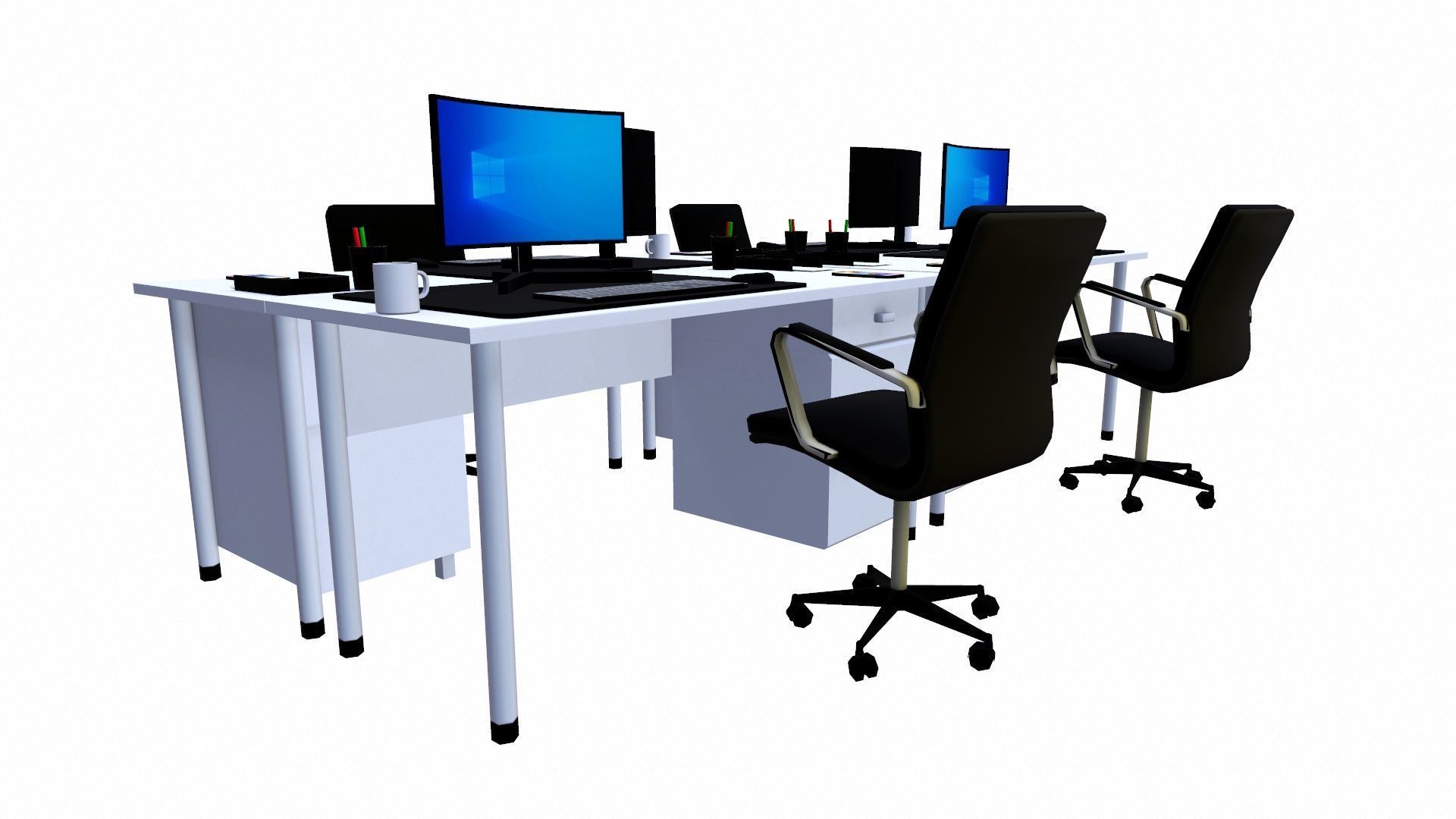 Office workstation Table Low-poly 3D model_5