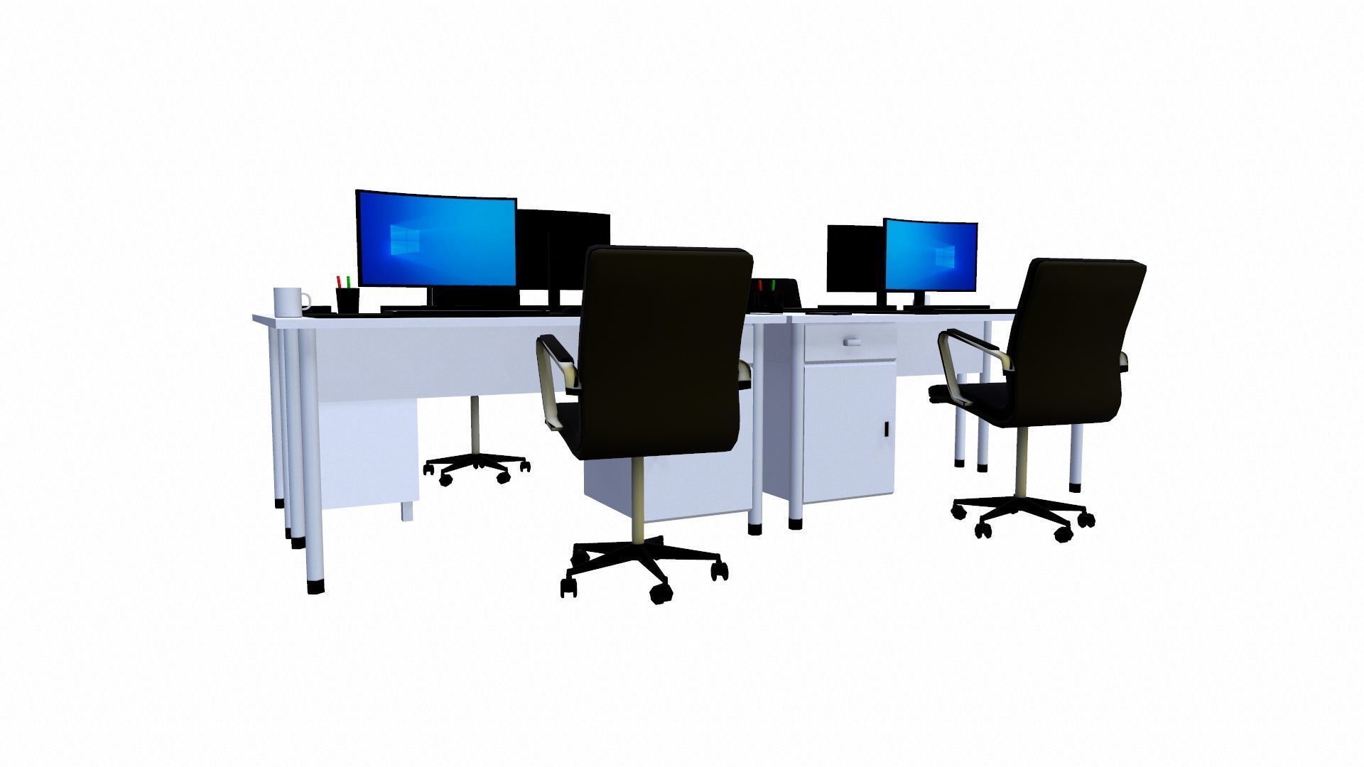 Office workstation Table Low-poly 3D model_2