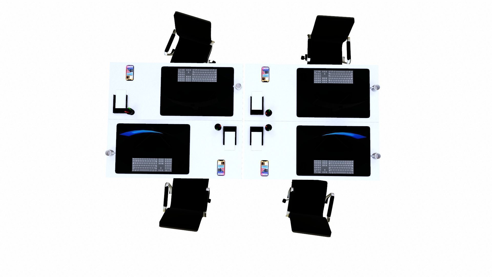 Office workstation Table Low-poly 3D model_4