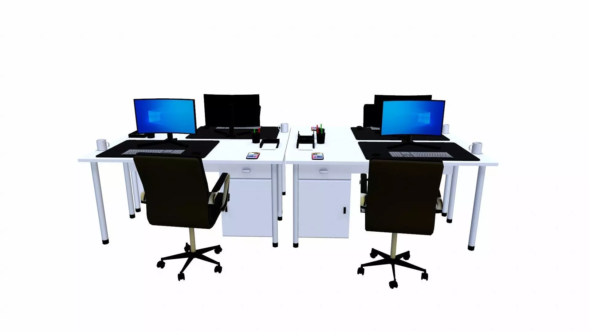 Office workstation Table Low-poly 3D model_0