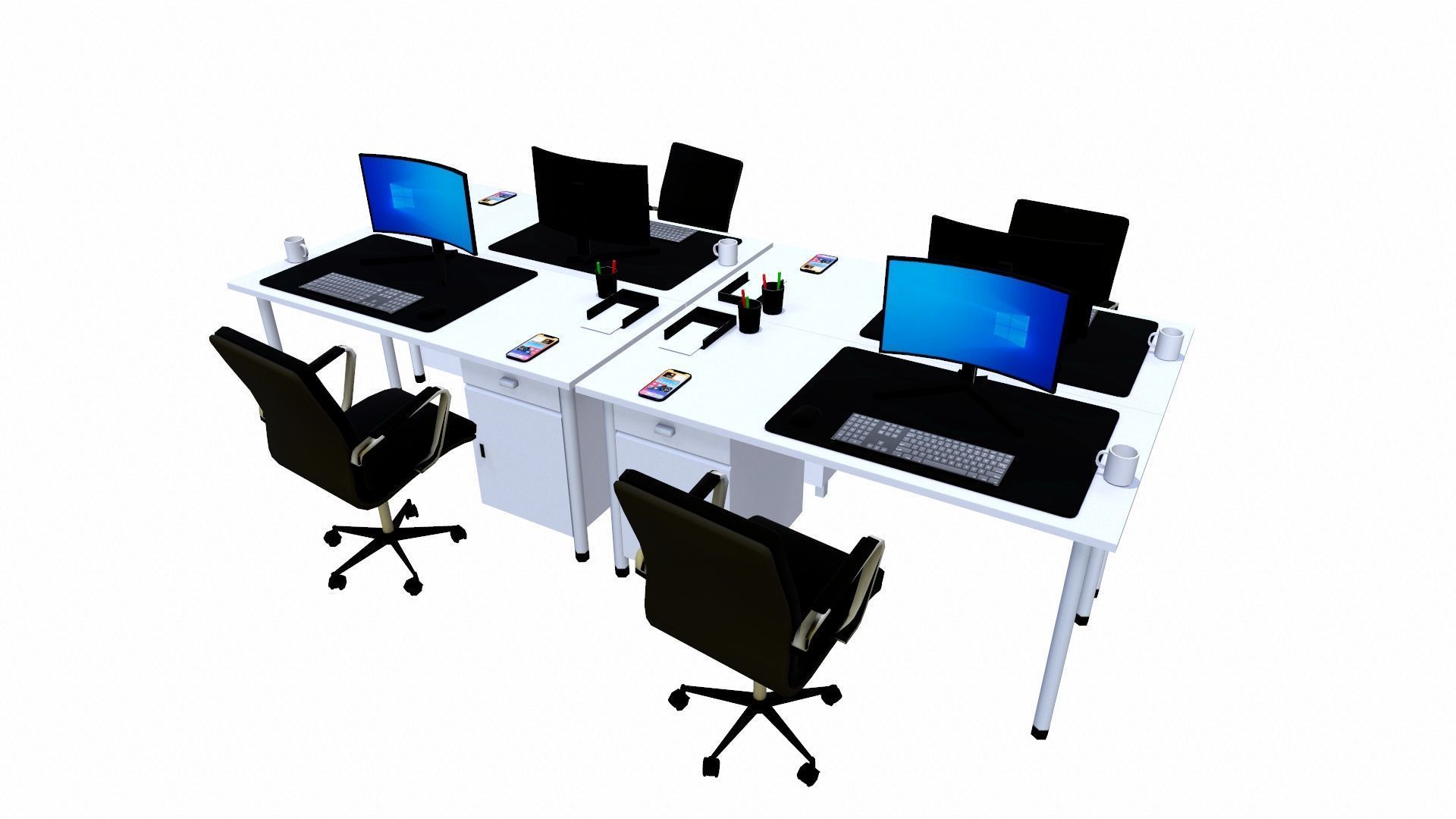 Office workstation Table Low-poly 3D model_7