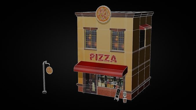 Low Poly Pizzeria Restaurant  Low-poly 3D model 5