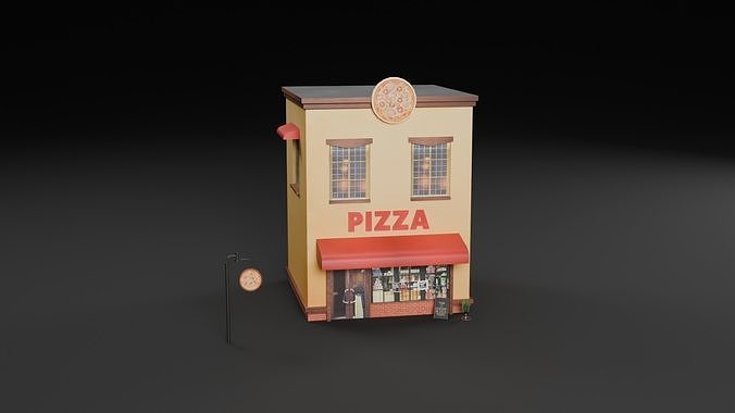 Low Poly Pizzeria Restaurant  Low-poly 3D model 2
