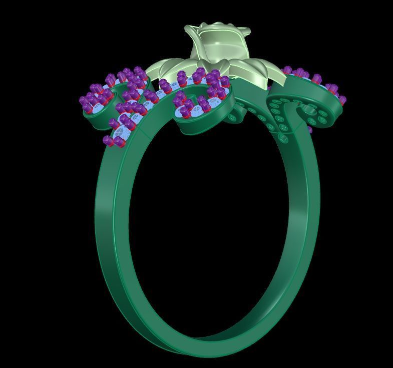 Diamond Rose Ring RG08 3D print model_5