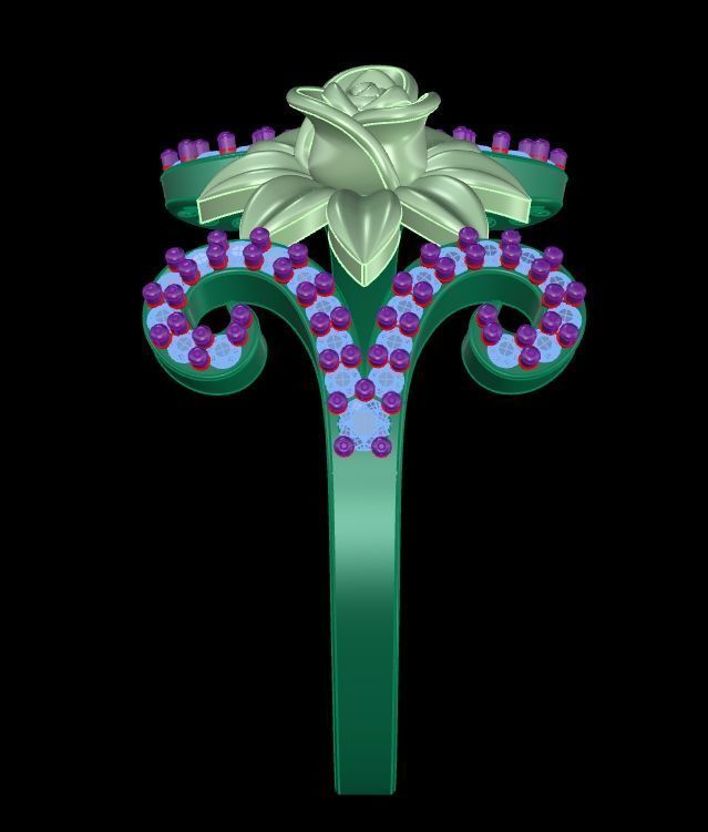 Diamond Rose Ring RG08 3D print model_7