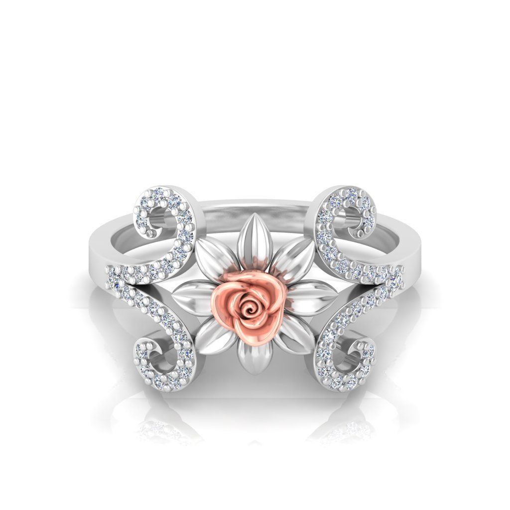 Diamond Rose Ring RG08 3D print model_1
