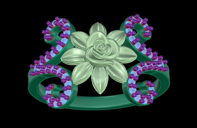 Diamond Rose Ring RG08 3D print model_9