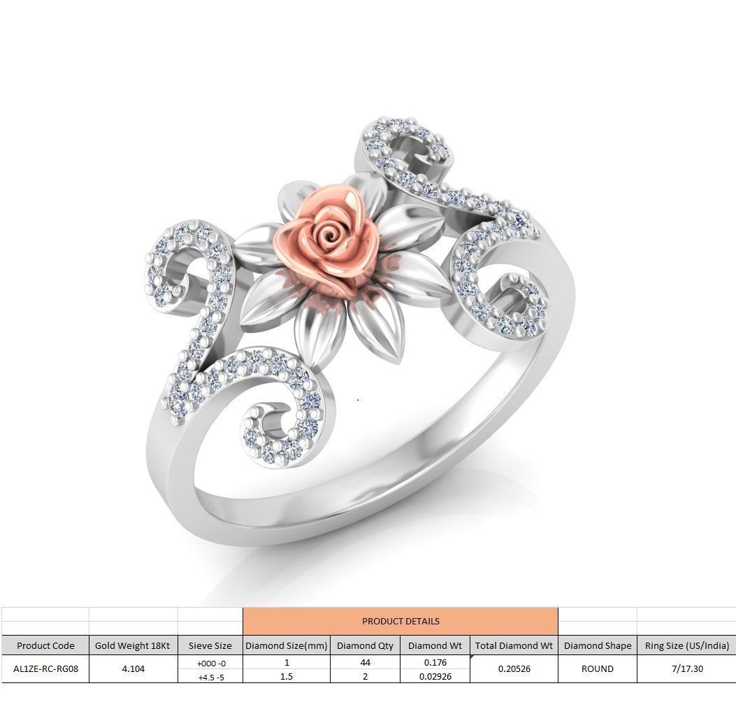 Diamond Rose Ring RG08 3D print model_4