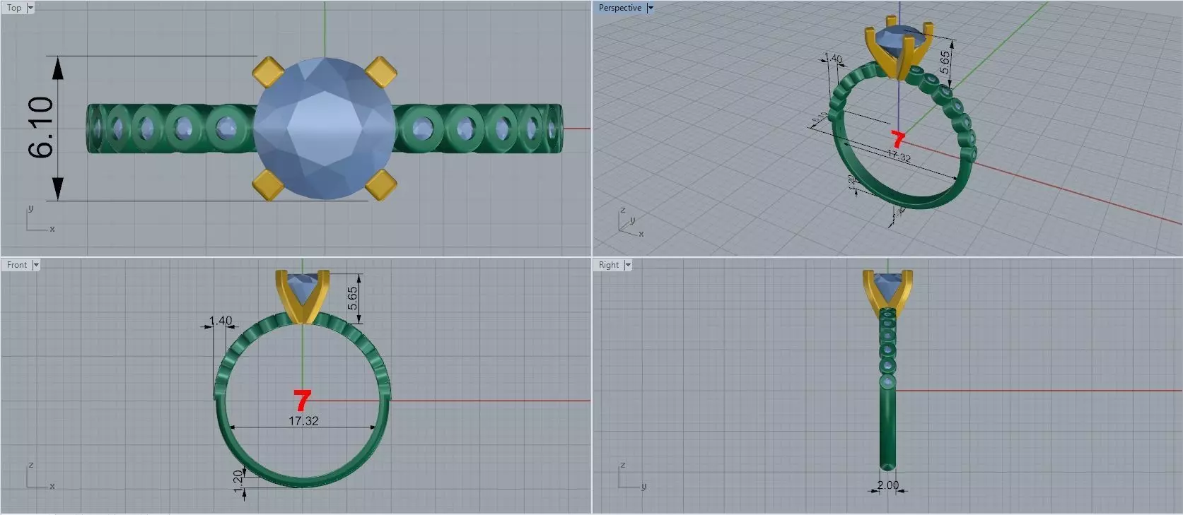Engagement Wedding Ring 108 3D print model_5