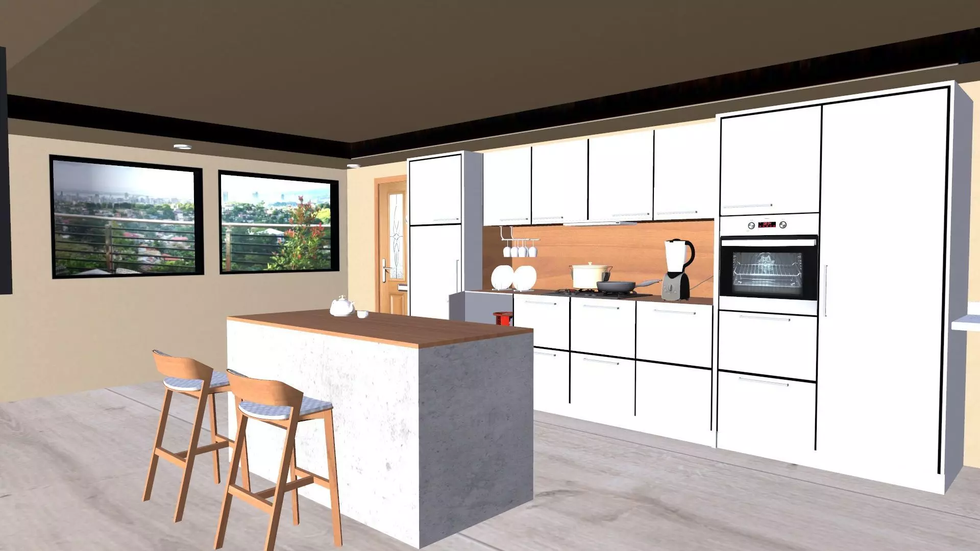 Kitchen Low-poly 3D model_0