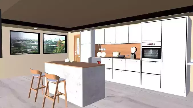 Kitchen Low-poly 3D model Kitchen Low-poly 3D model