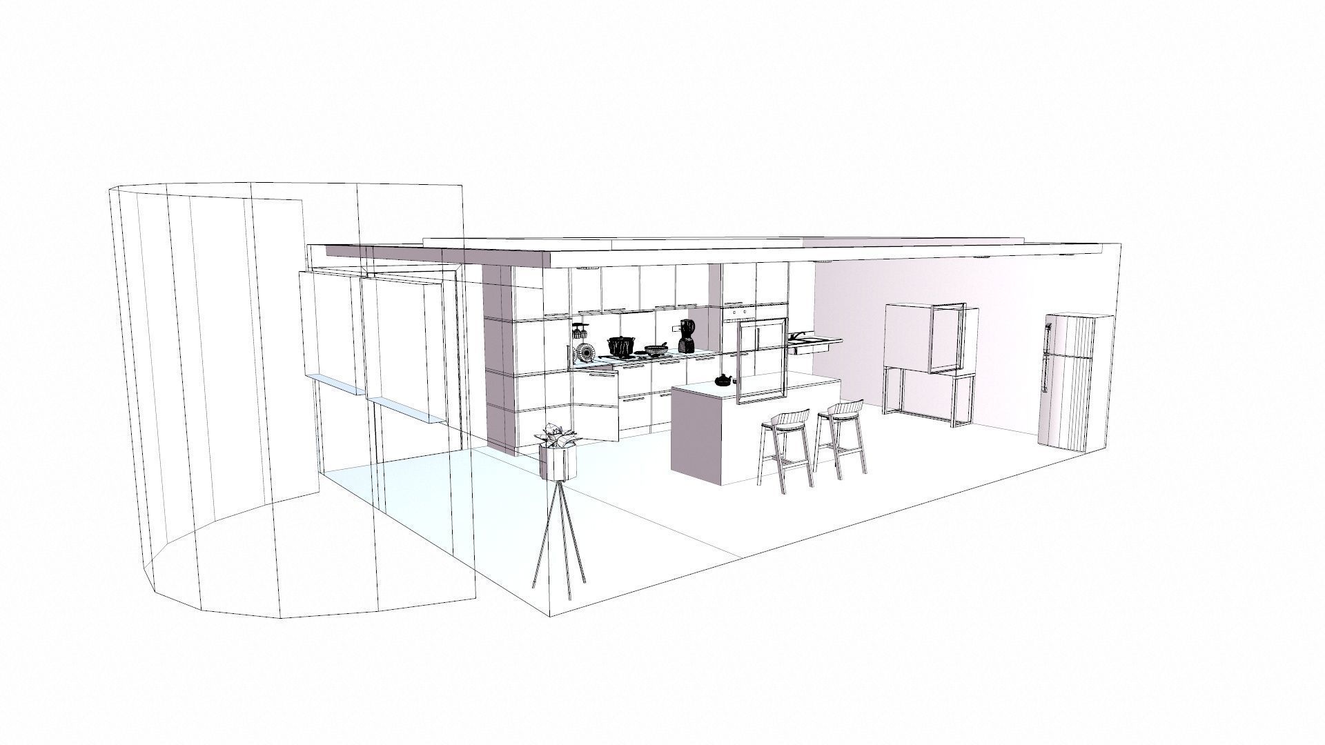 Kitchen Low-poly 3D model_11