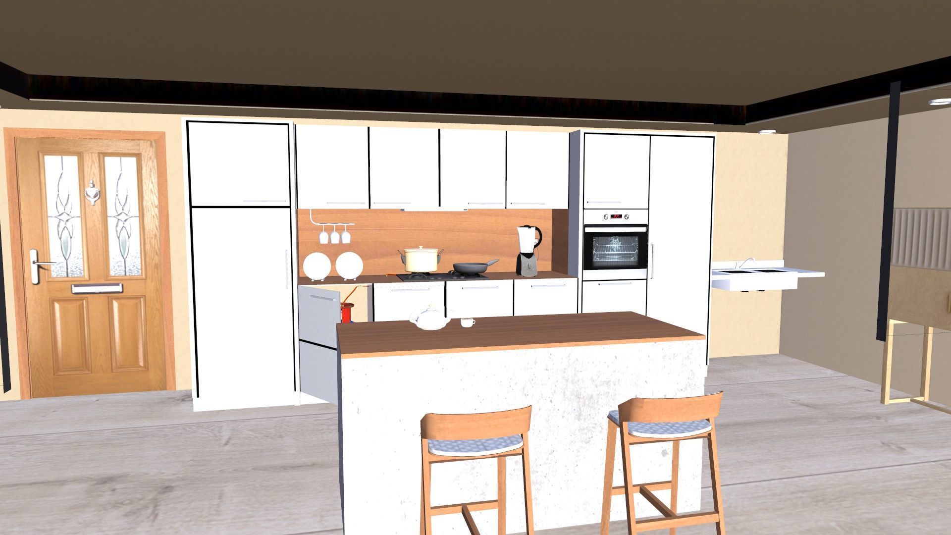 Kitchen Low-poly 3D model_2