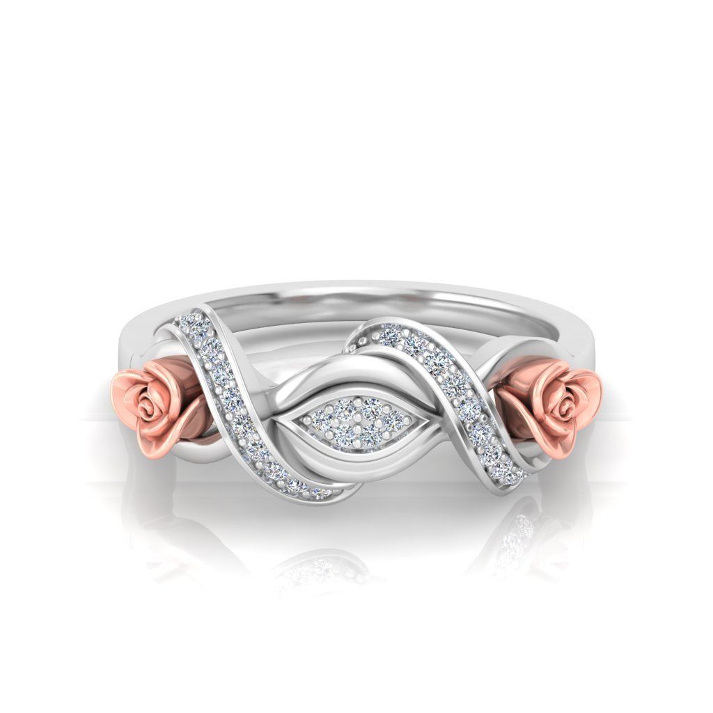 Diamond Rose Ring RG09 3D print model_1