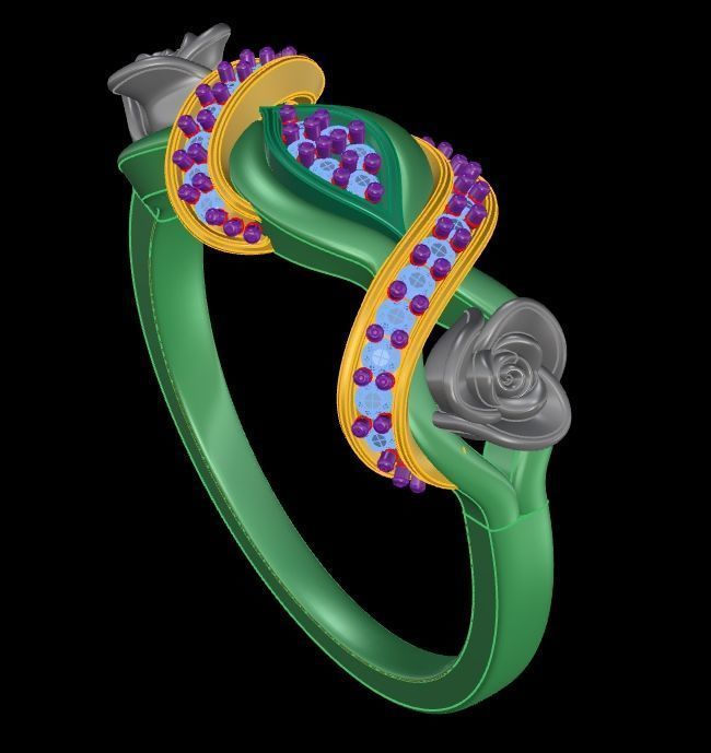 Diamond Rose Ring RG09 3D print model_8