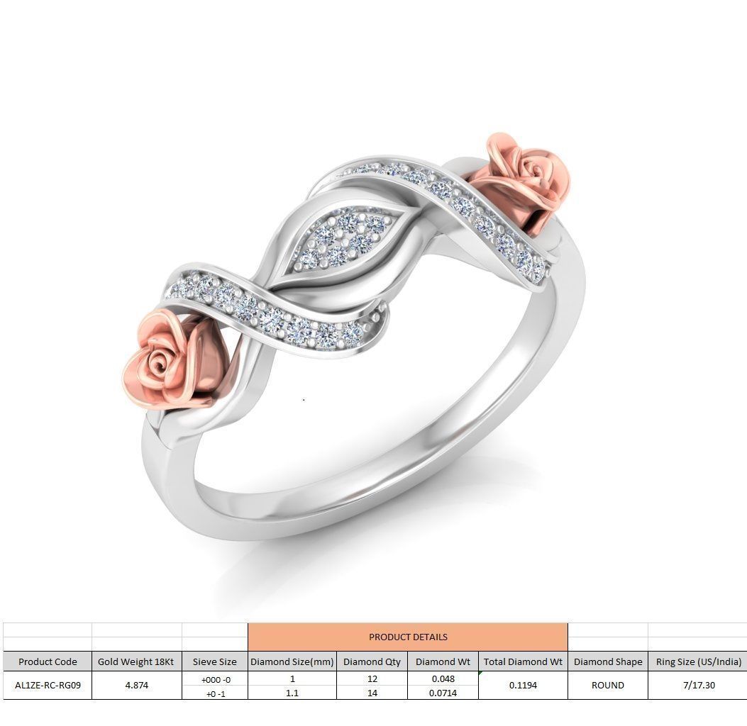 Diamond Rose Ring RG09 3D print model_4