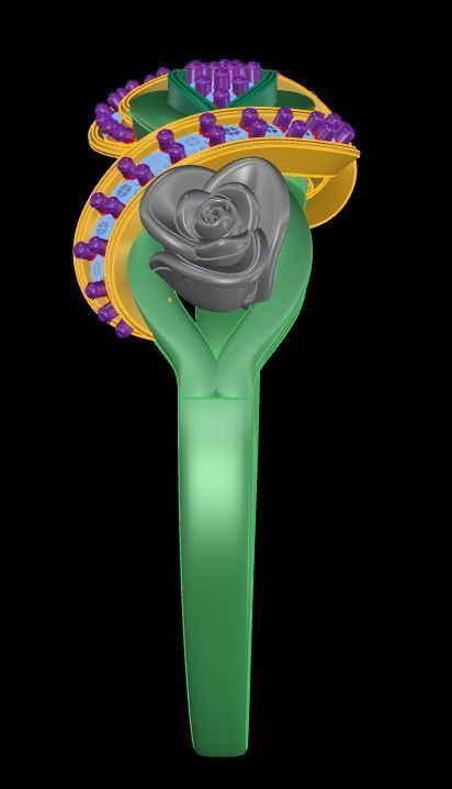 Diamond Rose Ring RG09 3D print model_7