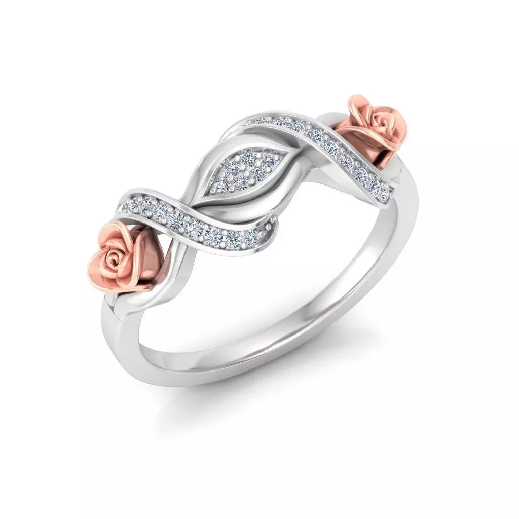 Diamond Rose Ring RG09 3D print model_0