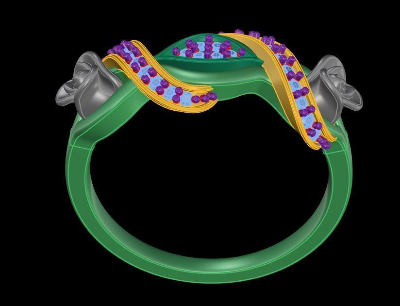 Diamond Rose Ring RG09 3D print model_10