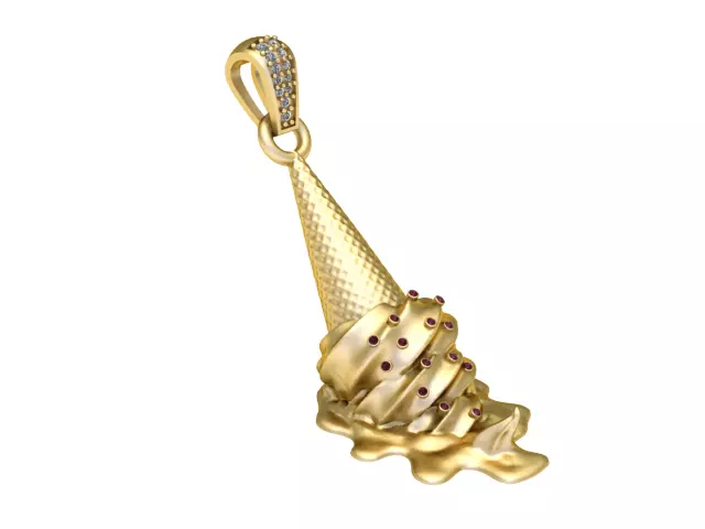 MELT CONE ICE CREAM PENDANT 3DPRINTABLE MODEL 3D print model